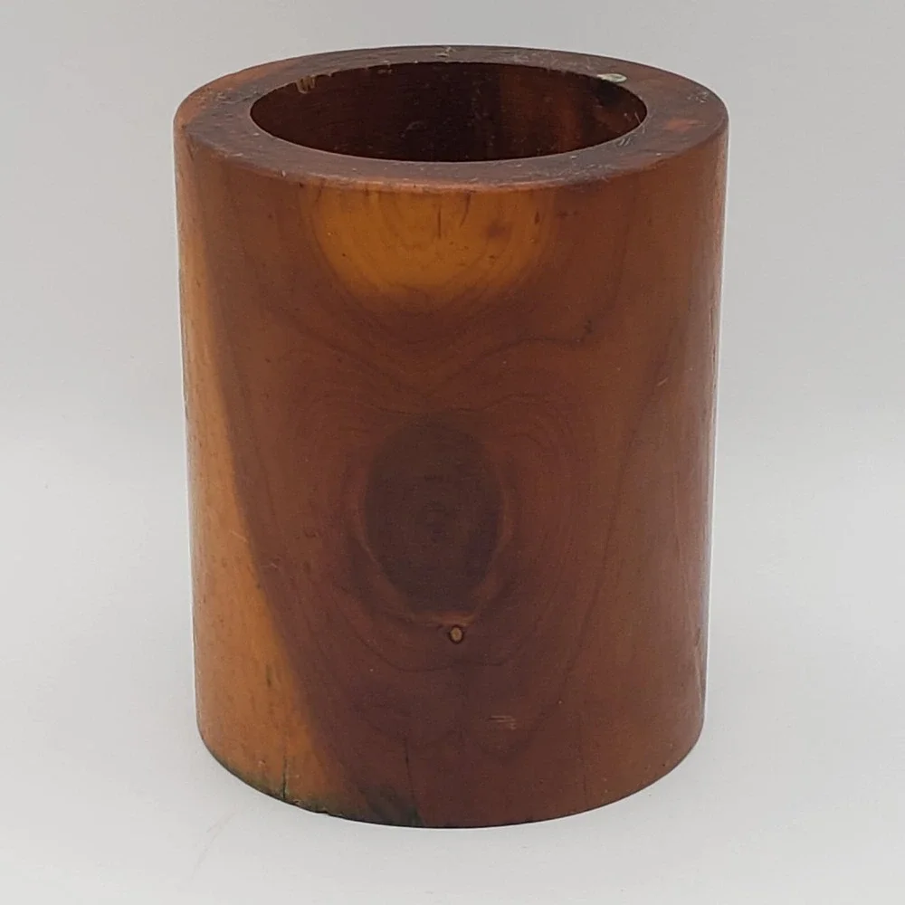 Wooden Pencil Holder Wood Cup Souvenir Great Smoky Mts Tennesse - MCM 60s/70s